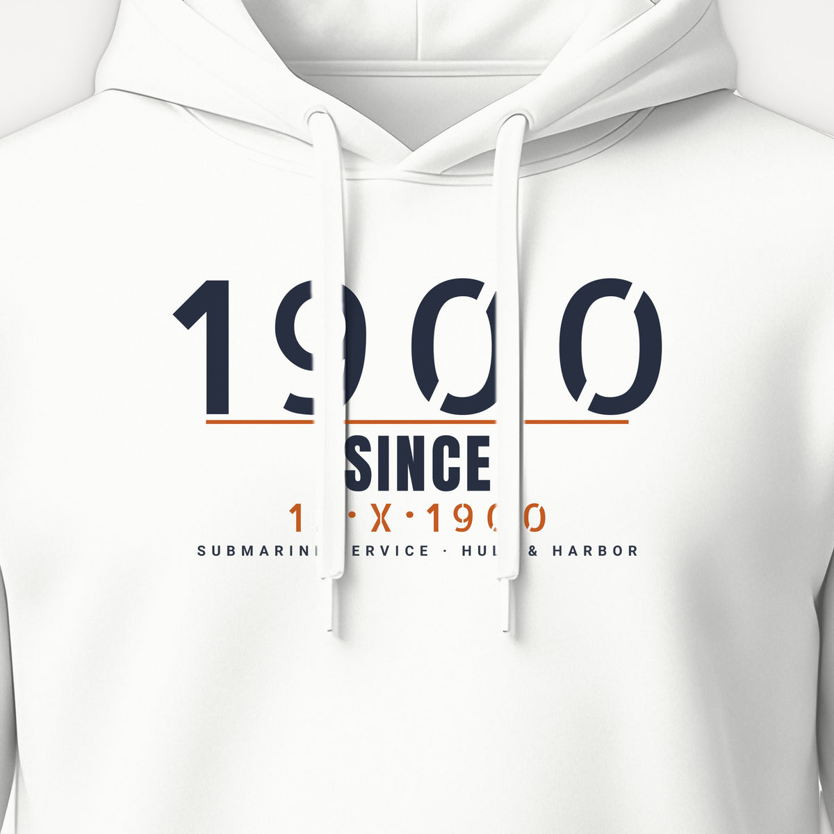 Hull & Harbor Heritage Timestamp Hoodie, front print detail