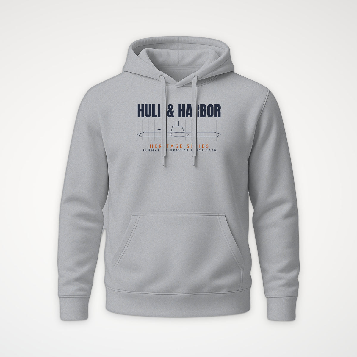 Hull & Harbor Heritage Blueprint Hoodie in Heather Grey