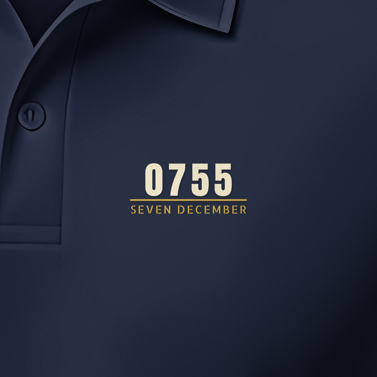Seven December 0755 Polo, left-chest detail