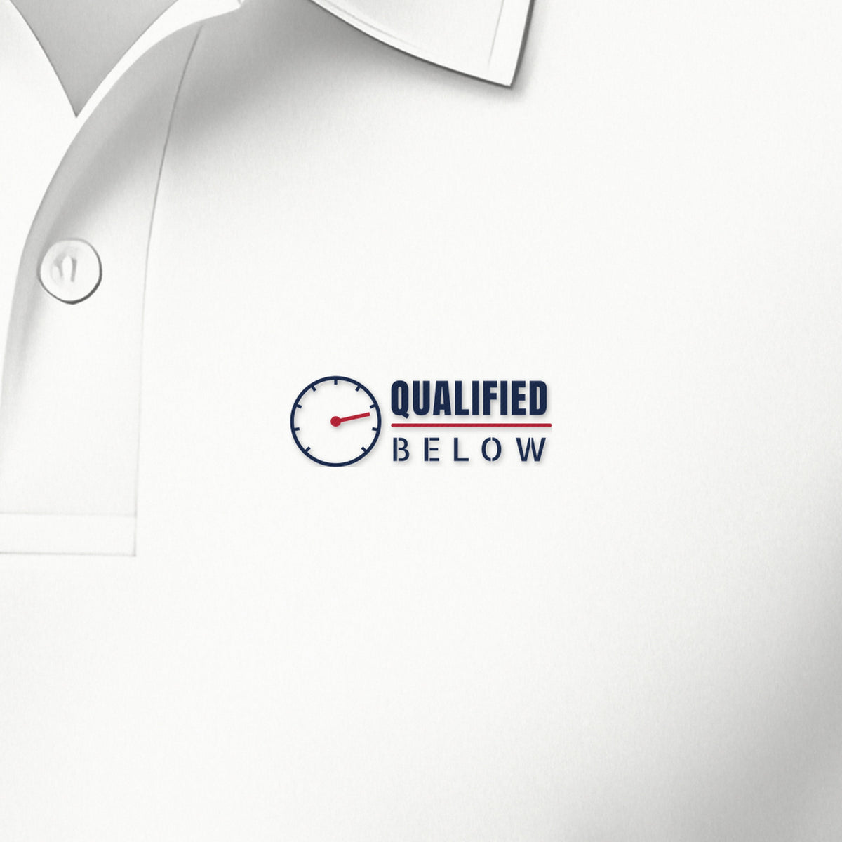 Qualified Below Polo, left-chest detail