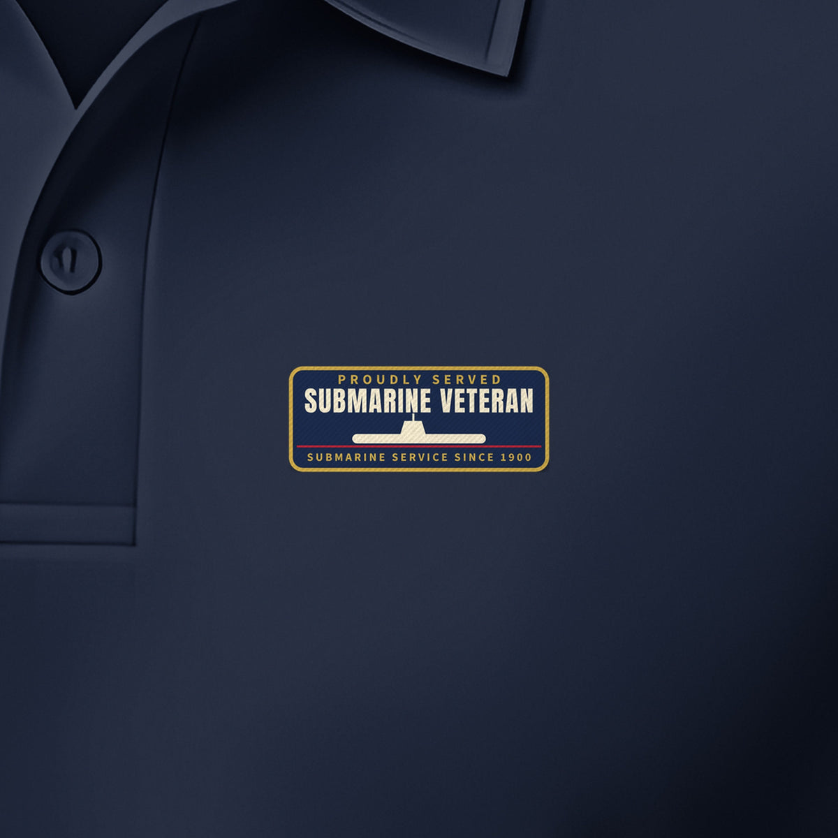Submarine Veteran Patch Polo, left-chest detail
