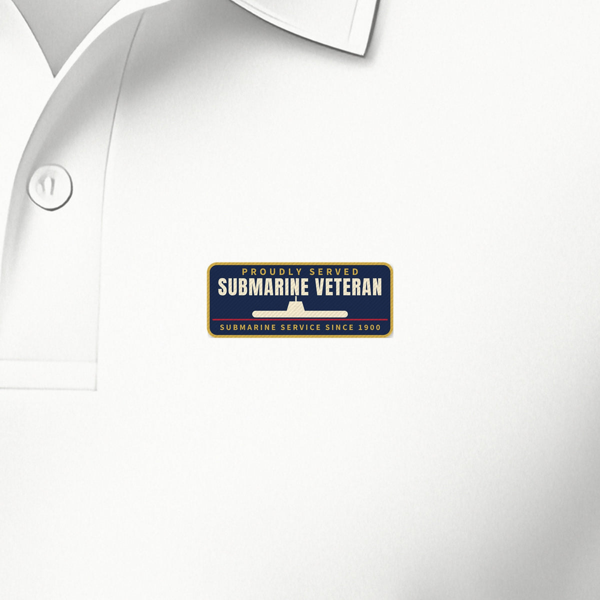 Submarine Veteran Patch Polo, left-chest detail