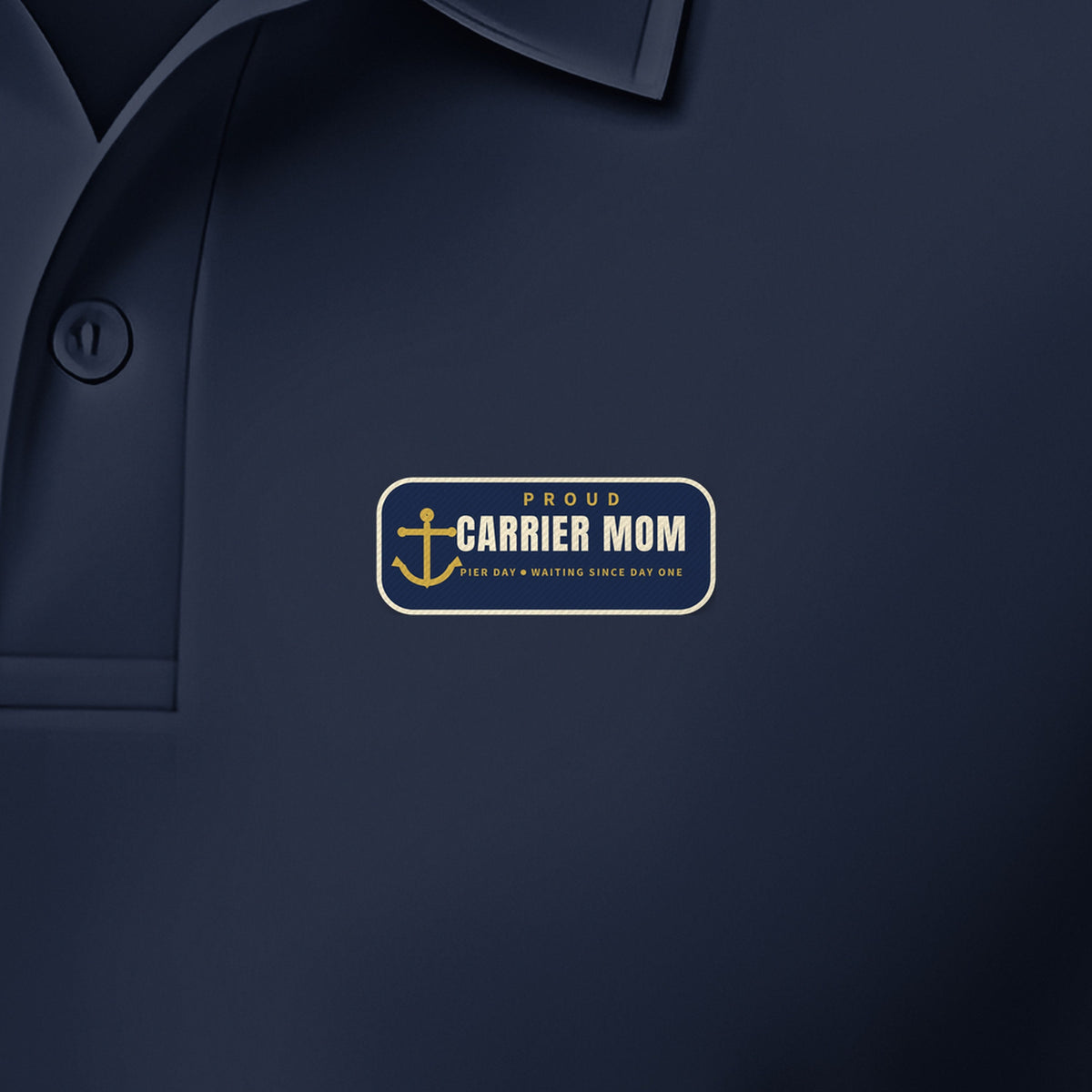 Pier Day Proud Carrier Mom Polo, left-chest detail