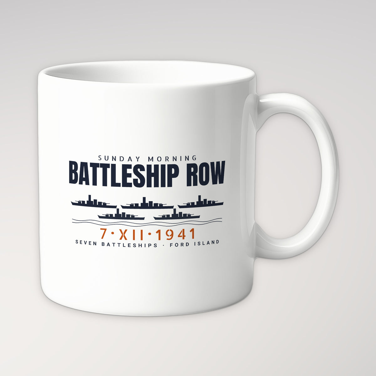 Battleship Row Sunday Morning Mug in white