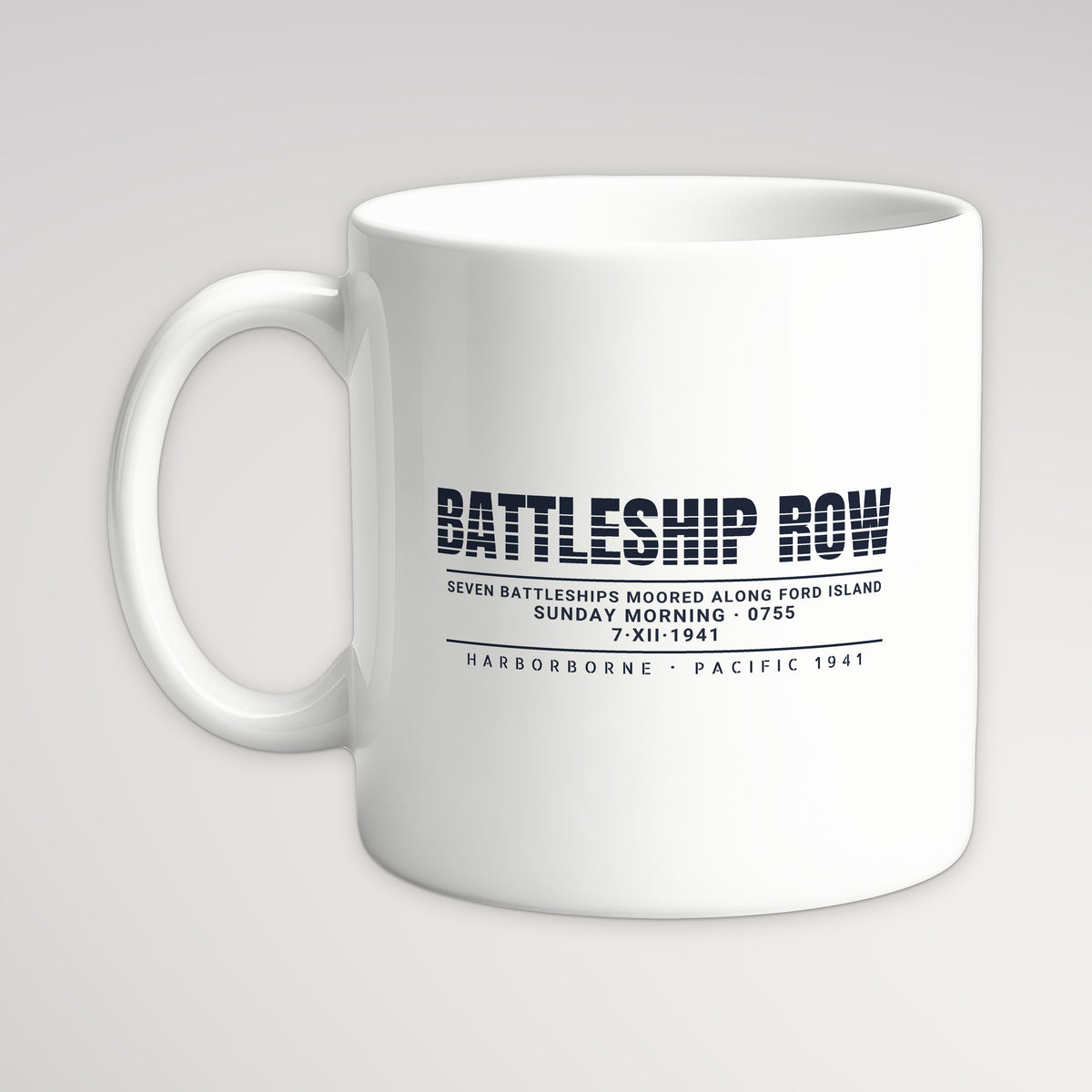 Battleship Row Scanline Mug, white mug, handle left