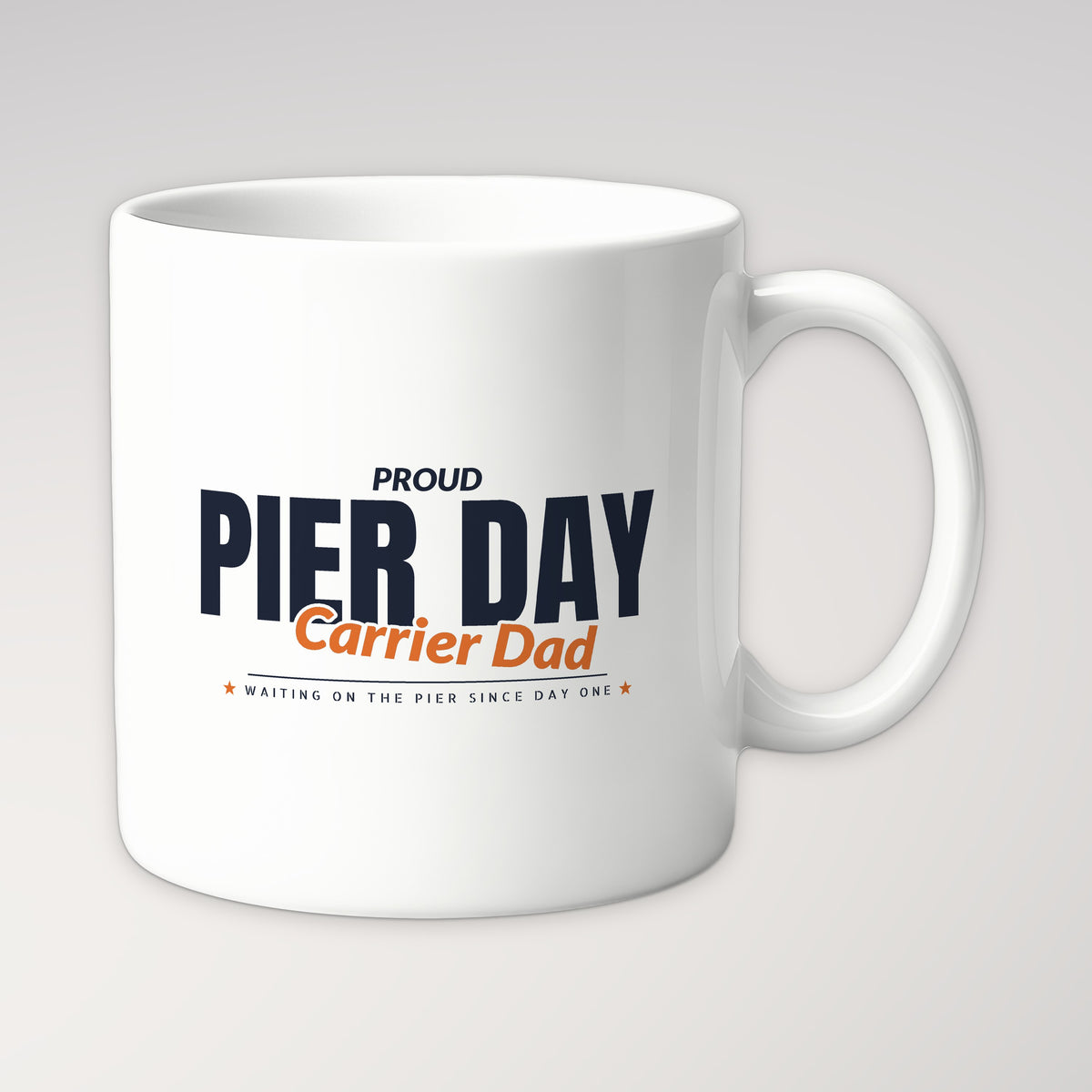 Pier Day Proud Carrier Dad Mug in white