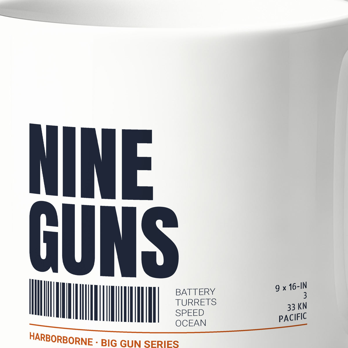 Nine Guns Pacific Tag Mug, print detail