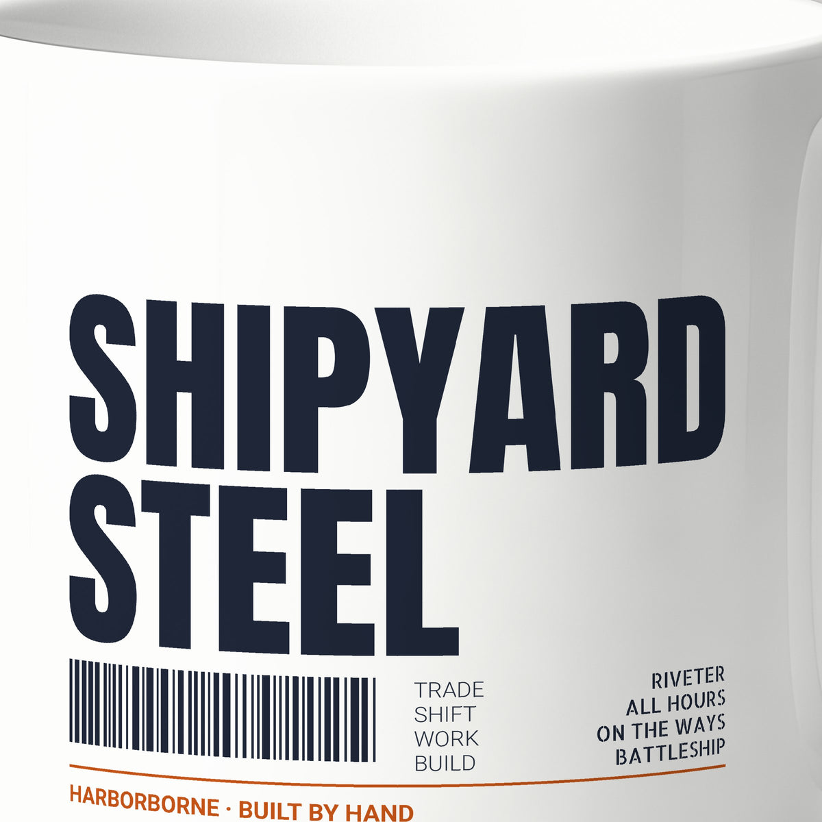 Shipyard Steel Tag Mug, print detail