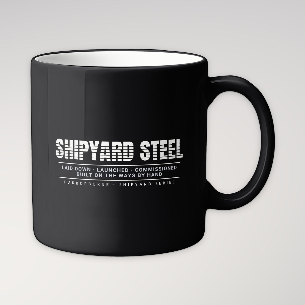 Shipyard Steel Scanline Mug in black