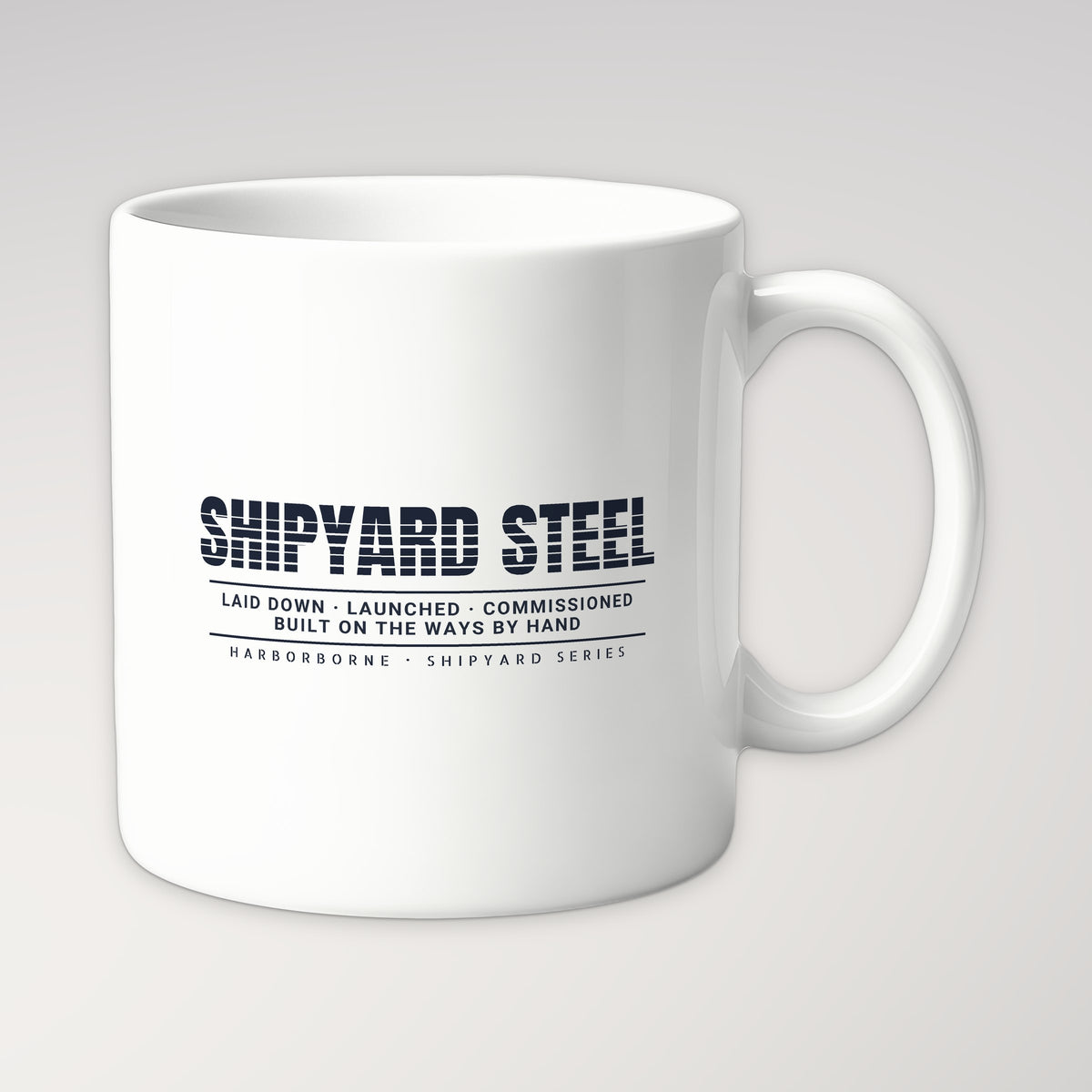 Shipyard Steel Scanline Mug in white