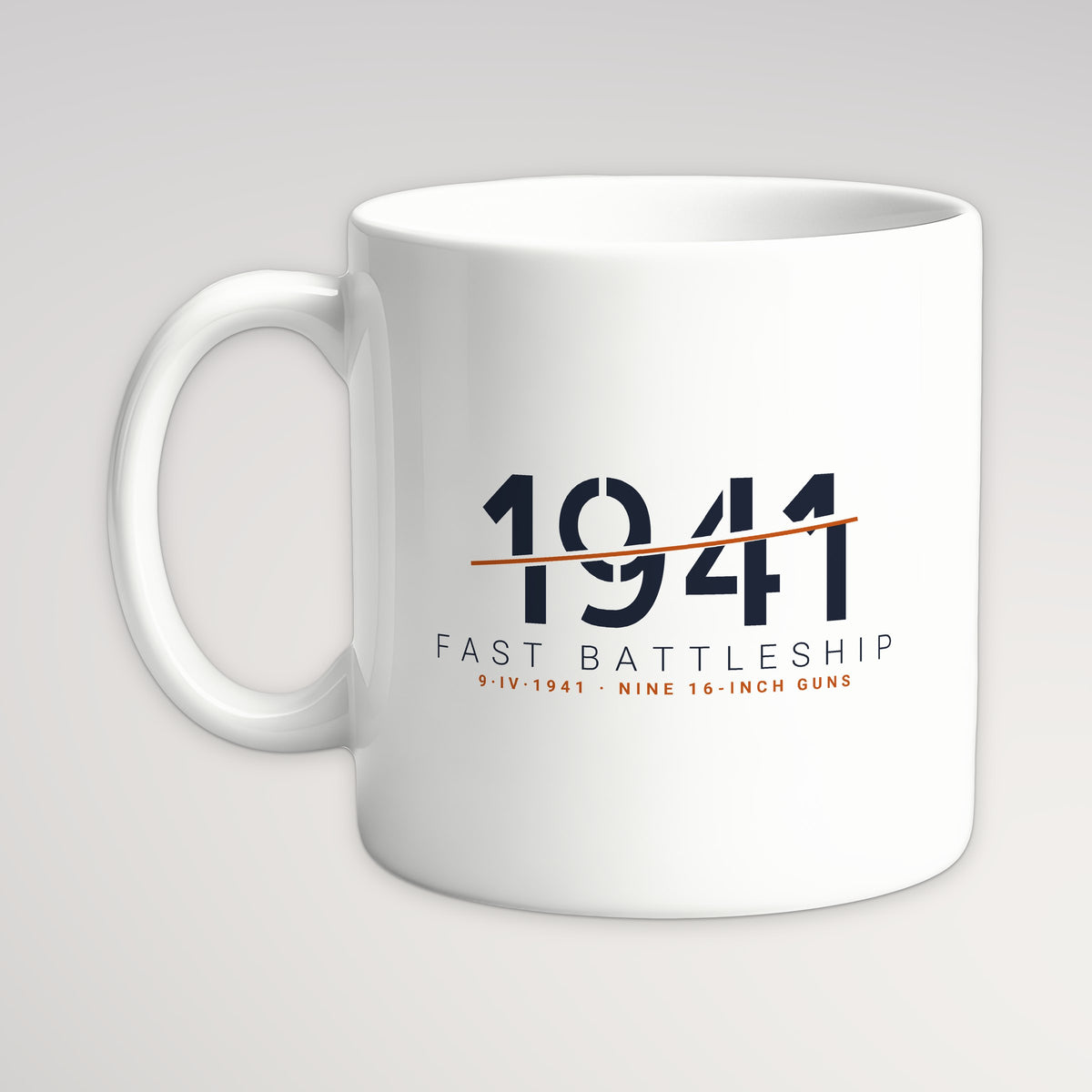 Fast Battleship 1941 Sliced Mug, white mug, handle left