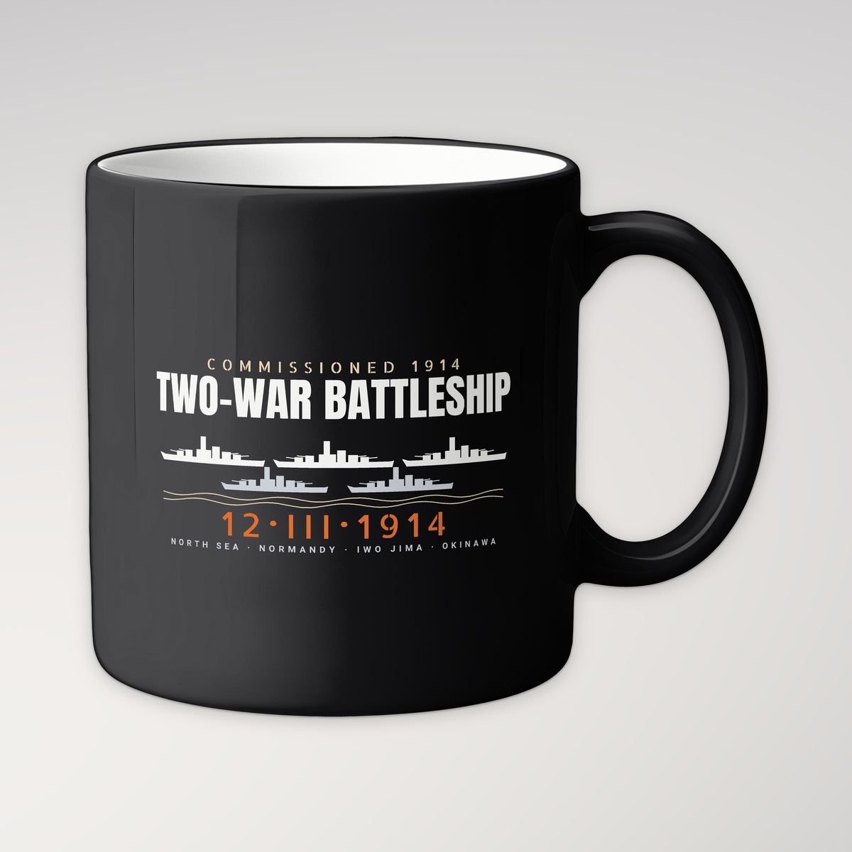 Two-War Battleship Row Mug in black
