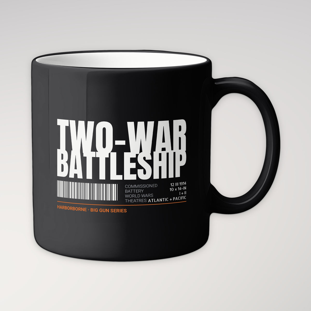 Two-War Battleship Tag Mug in black