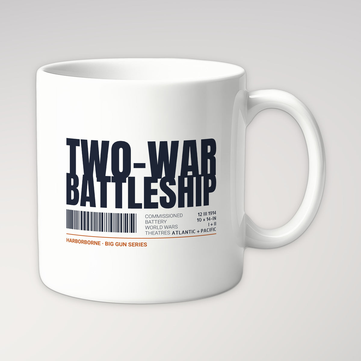 Two-War Battleship Tag Mug in white