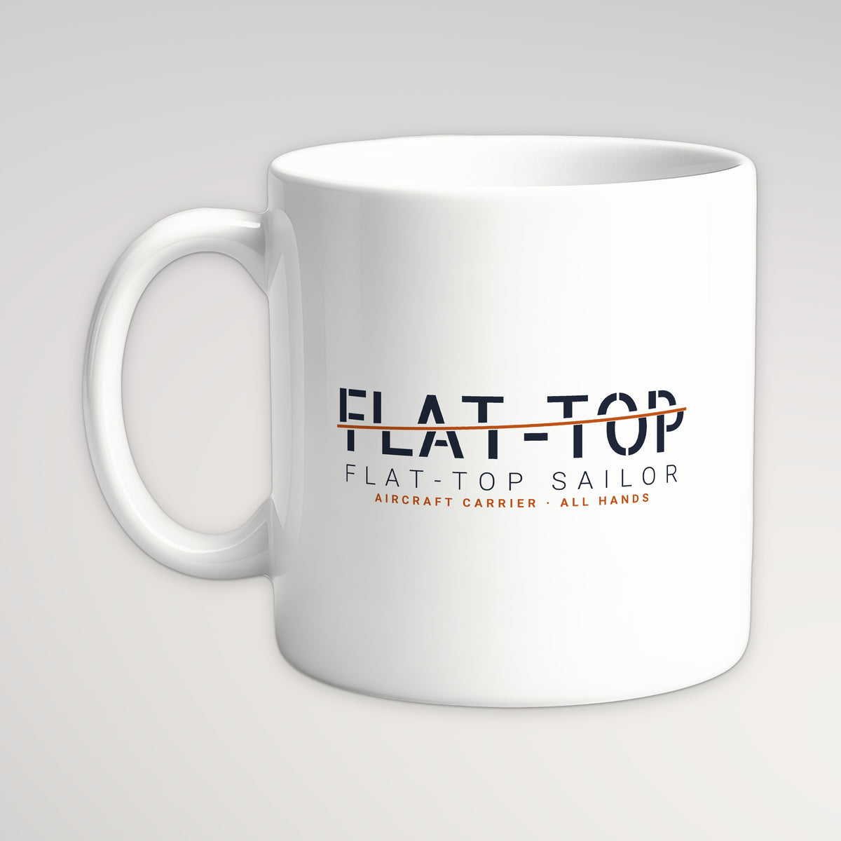 Flat-Top Sailor Sliced Mug, white mug, handle left