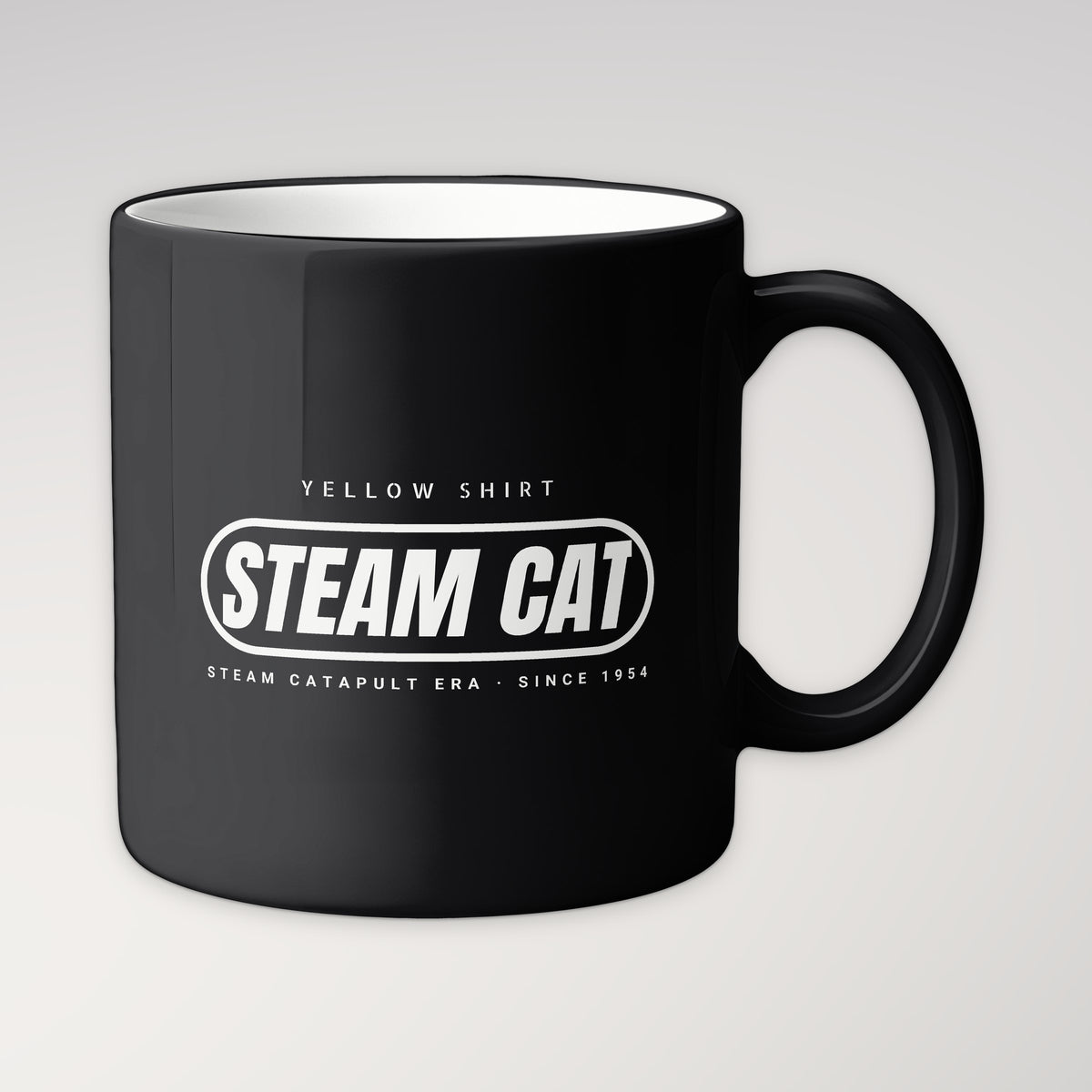 Steam Cat Era Pill Mug in black