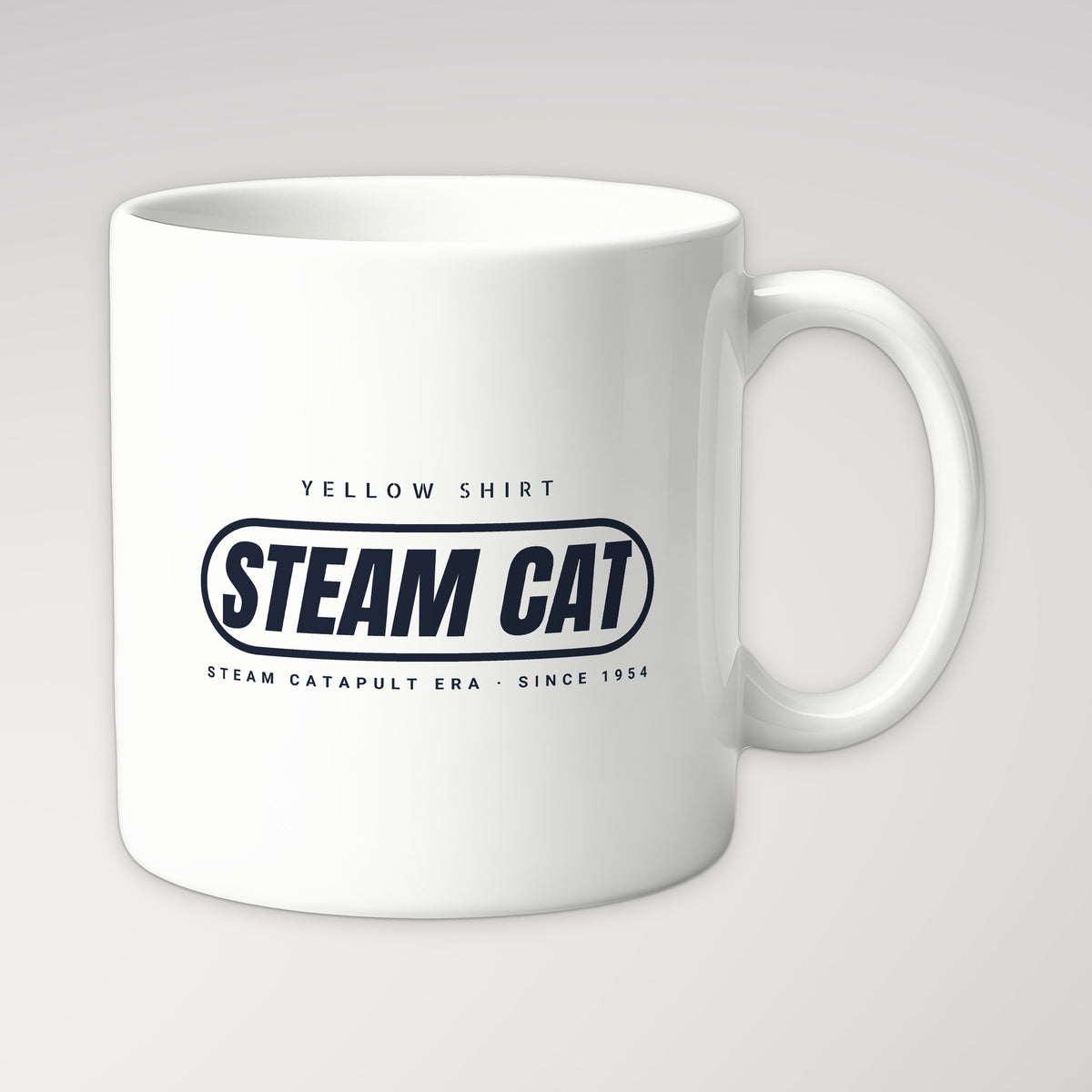 Steam Cat Era Pill Mug in white