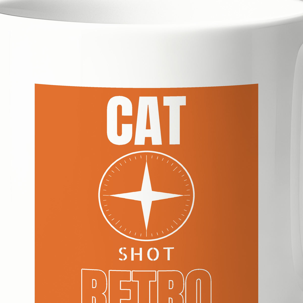 Cat Shot Retro Poster Mug, print detail