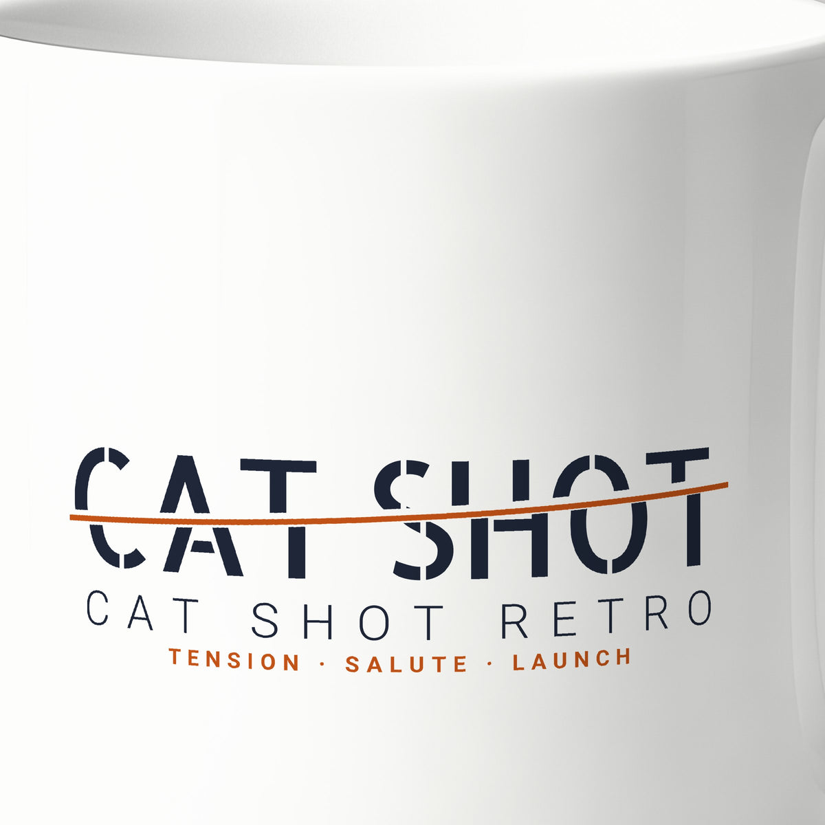 Cat Shot Retro Sliced Mug, print detail