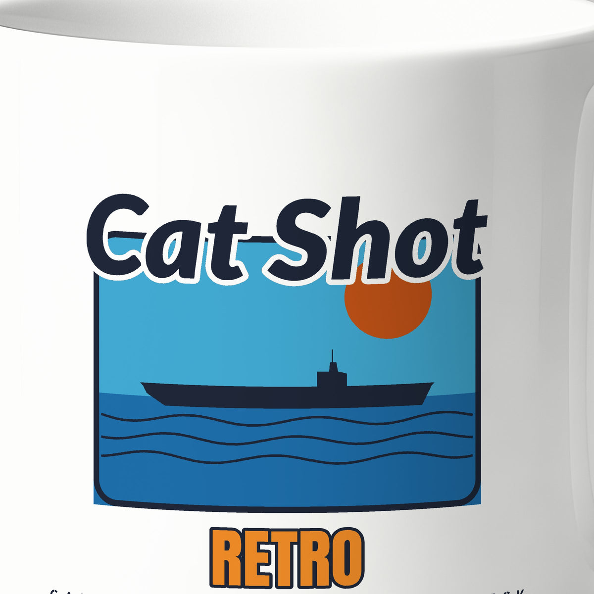 Cat Shot Retro Postcard Mug, print detail