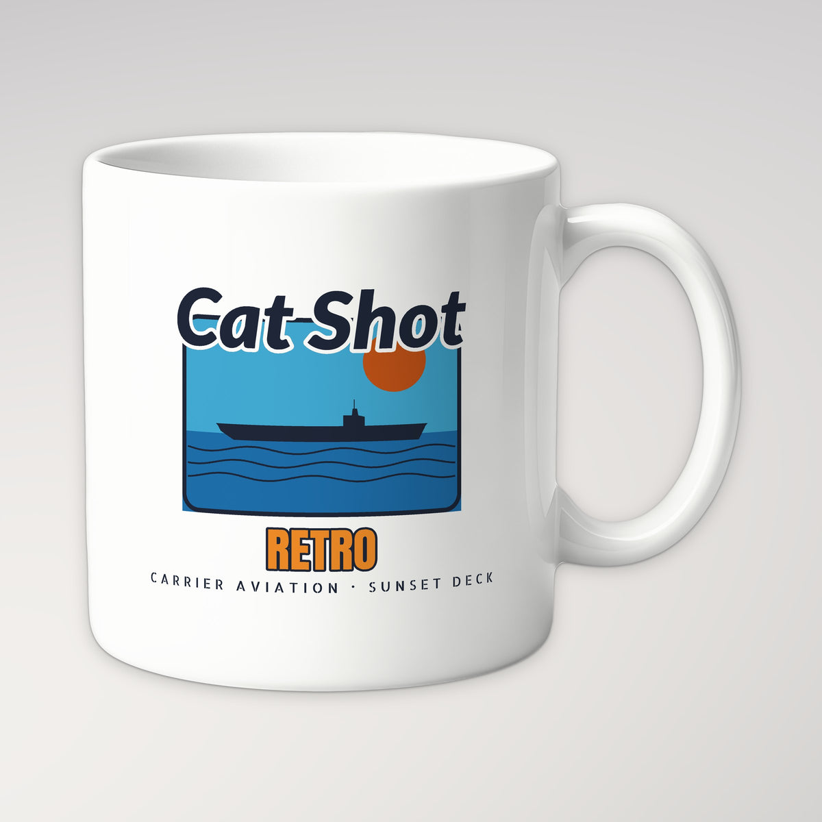 Cat Shot Retro Postcard Mug in white