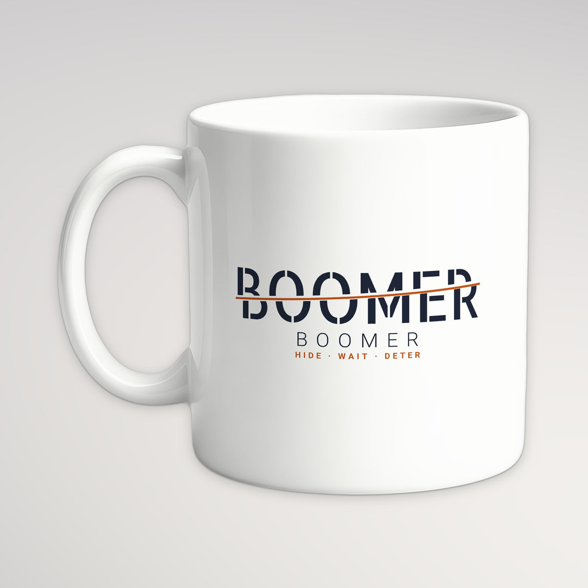 Fast Attack & Boomer Boomer Mug, white mug, handle left