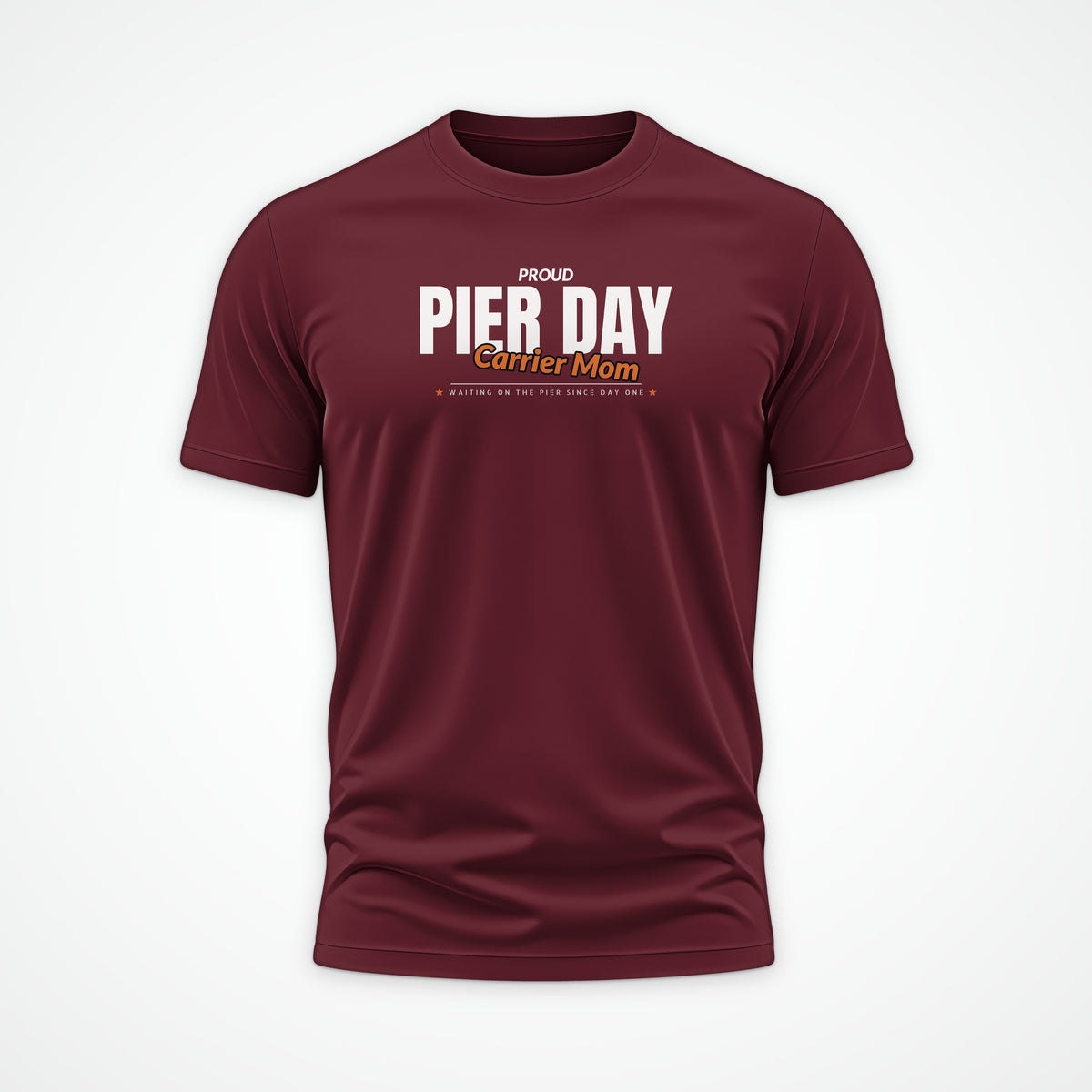 Pier Day Proud Carrier Mom Tee in Burgundy