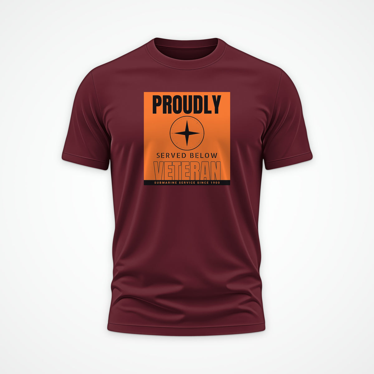 Proudly Served Below Poster Tee in Burgundy