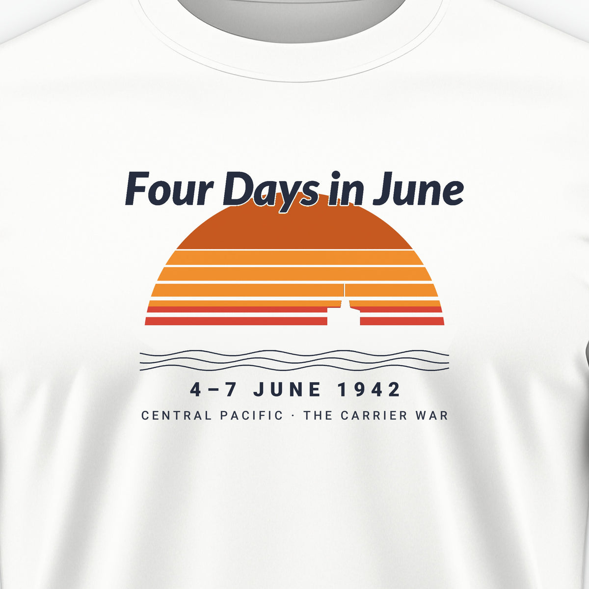 Four Days in June Sunset Tee, front print detail