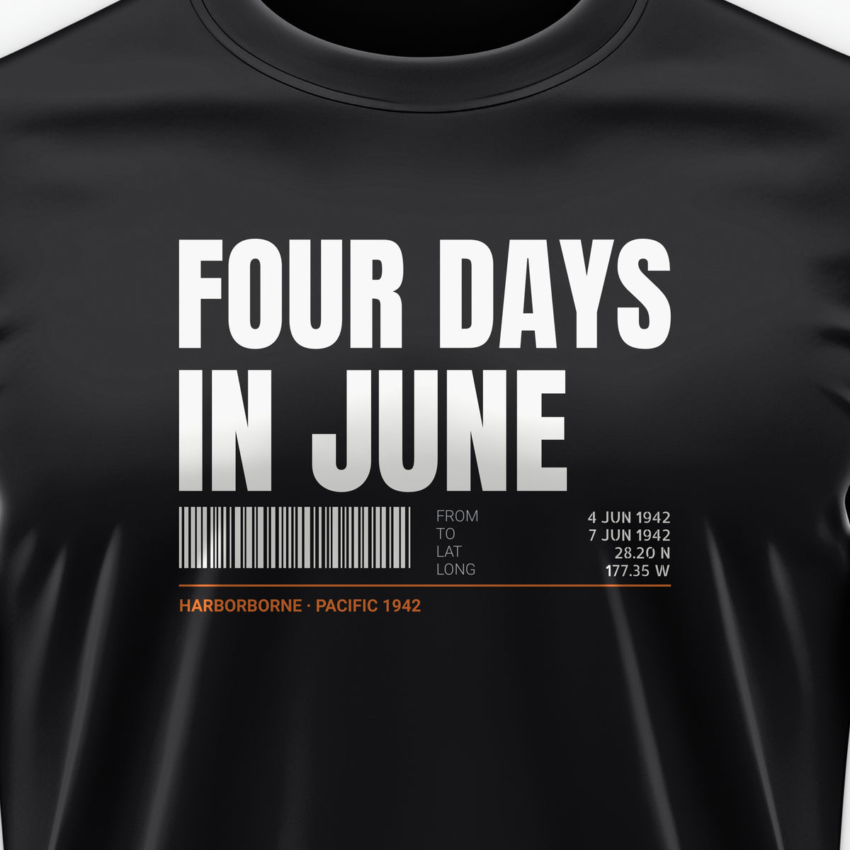Four Days in June Tag Tee, front print detail