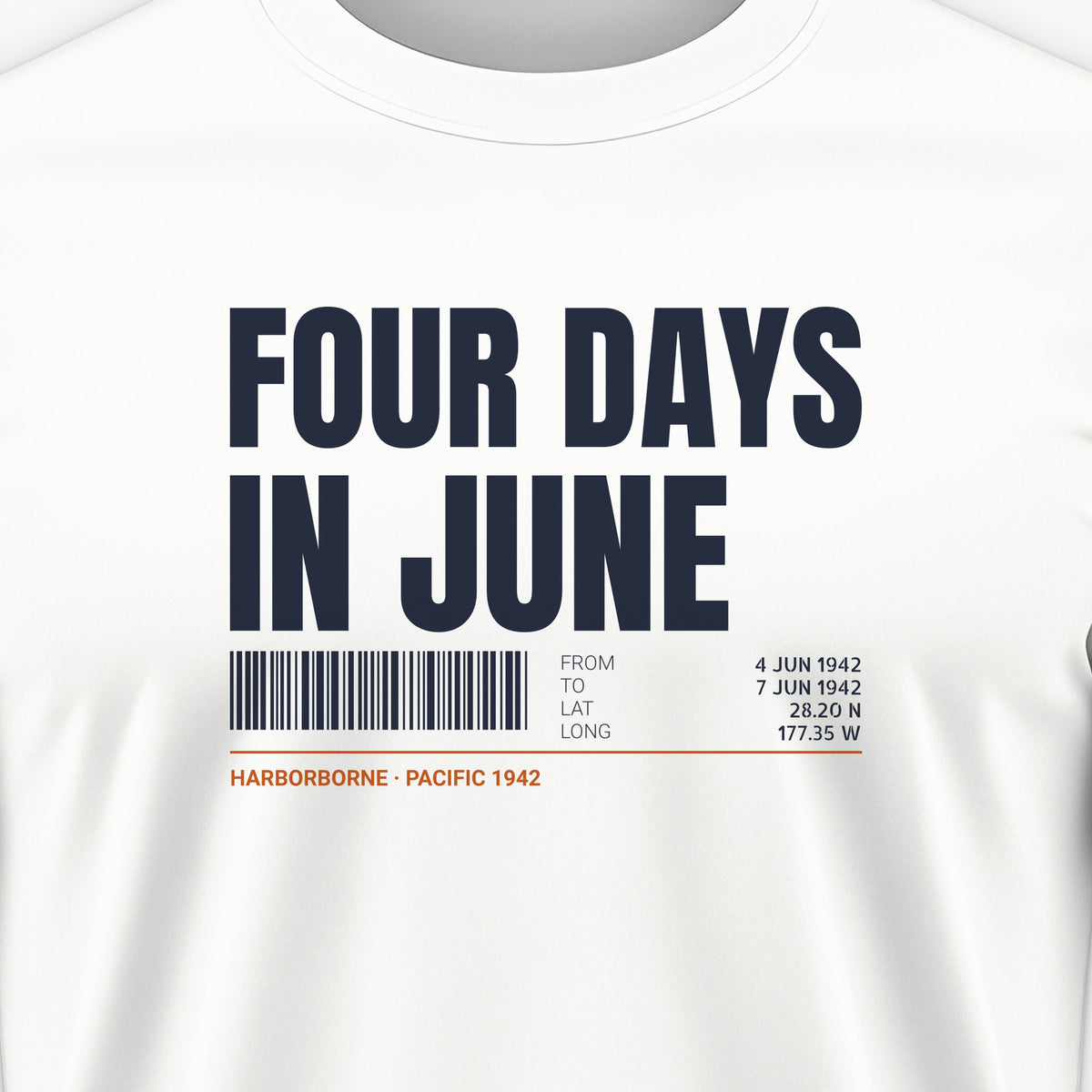 Four Days in June Tag Tee, front print detail