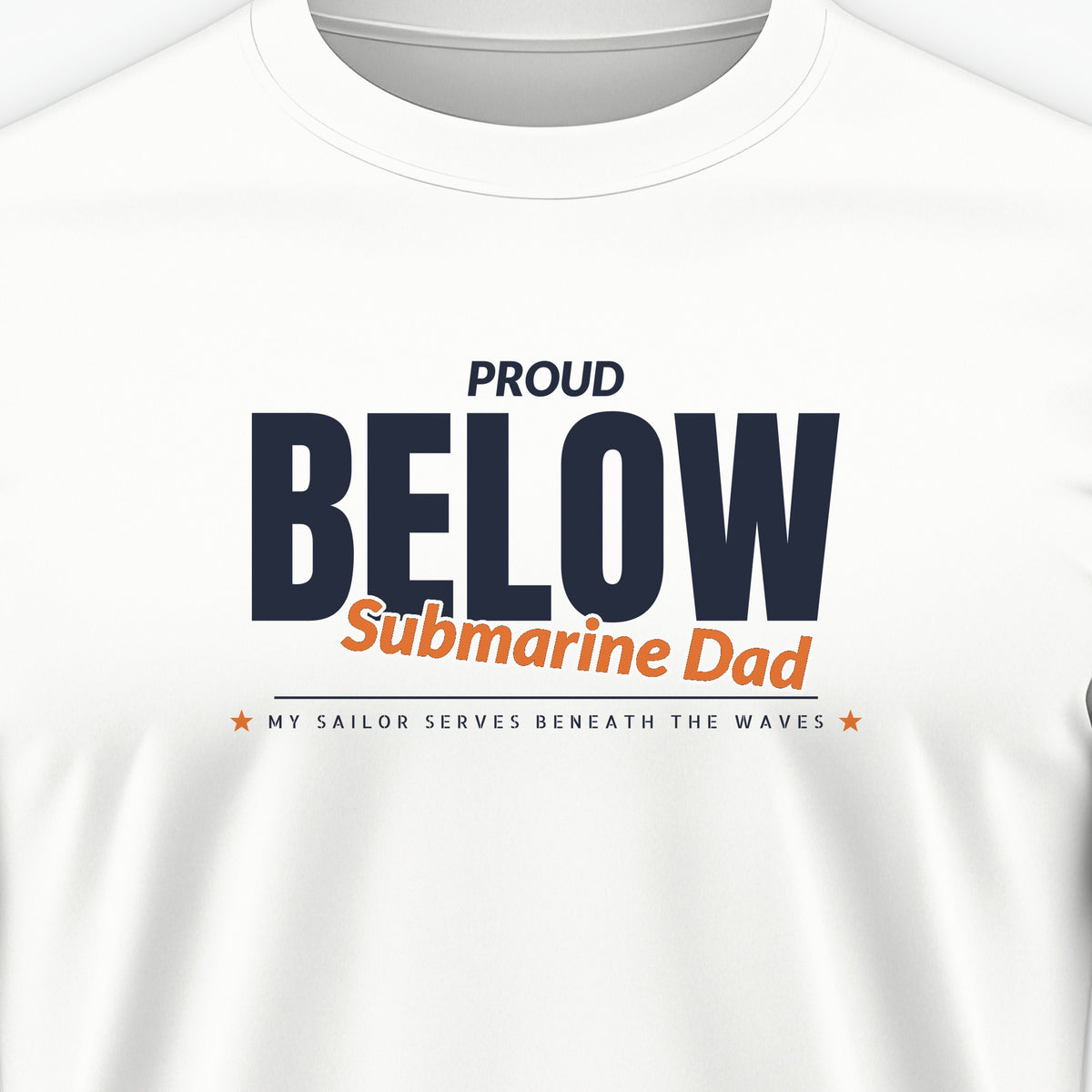 Proud Submarine Dad Tee, front print detail