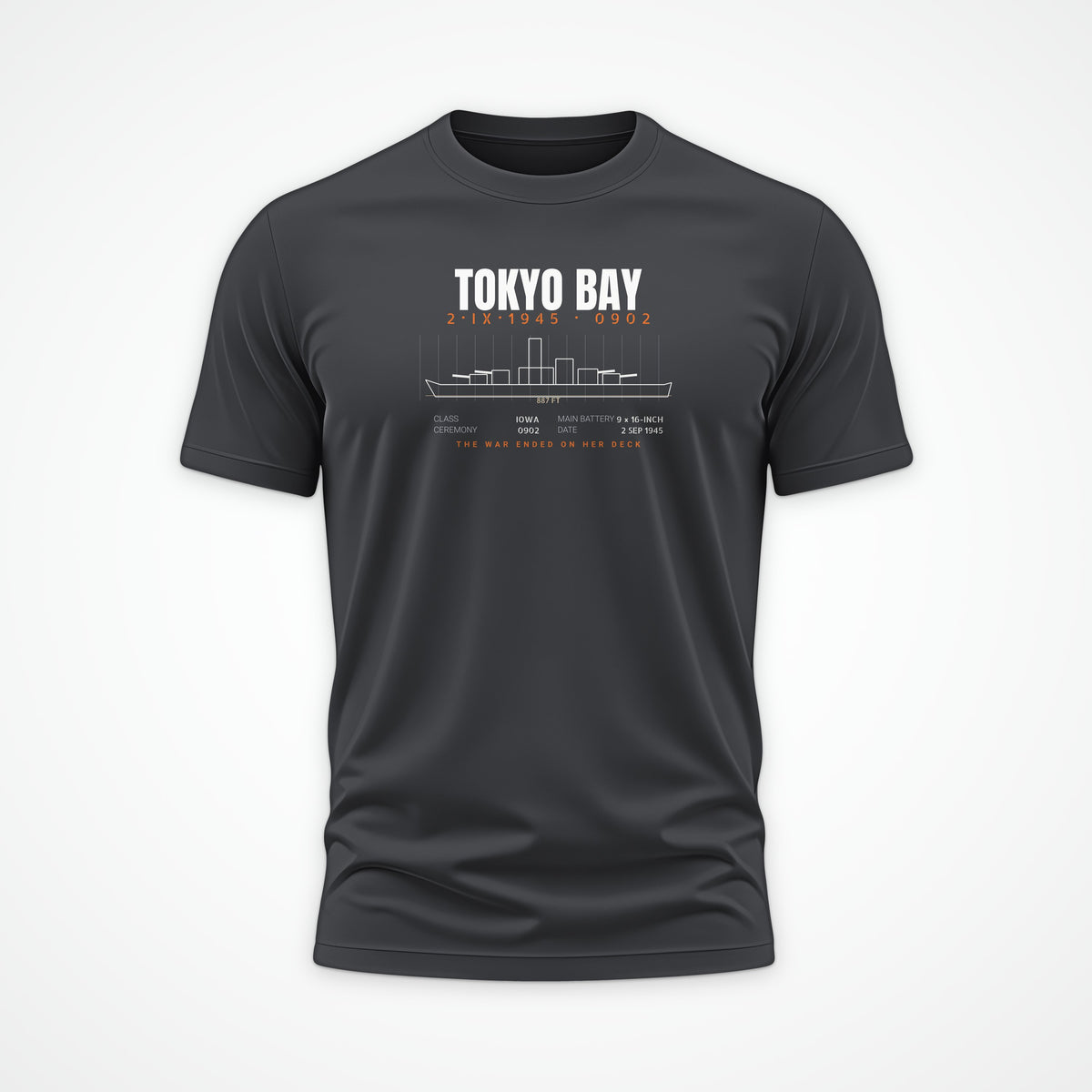 Tokyo Bay Iowa-Class Blueprint Tee in Anthracite