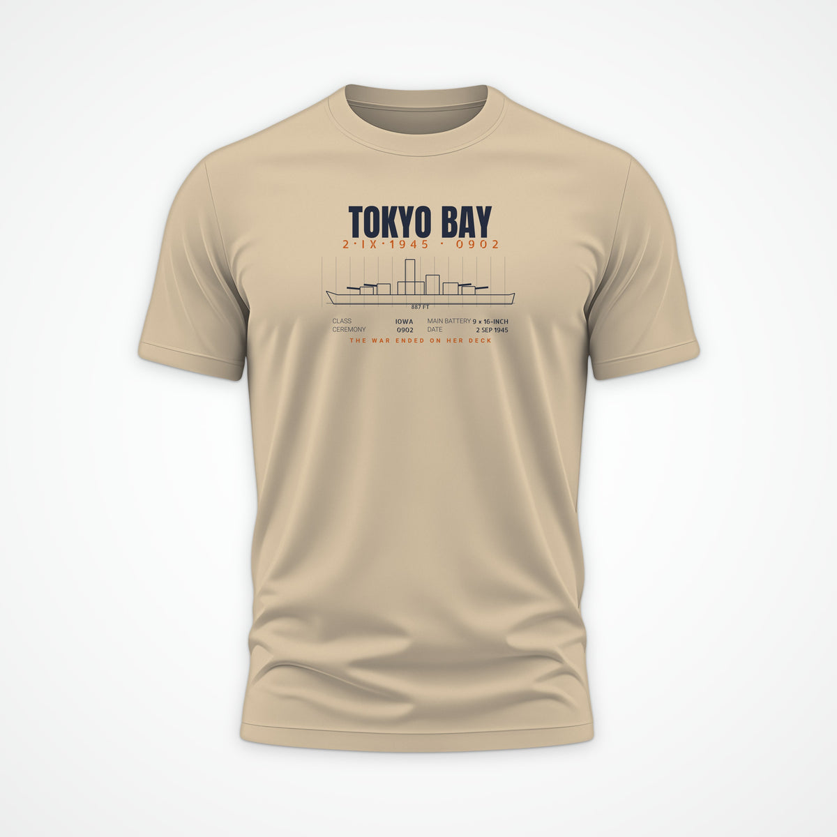Tokyo Bay Iowa-Class Blueprint Tee in Desert Dust
