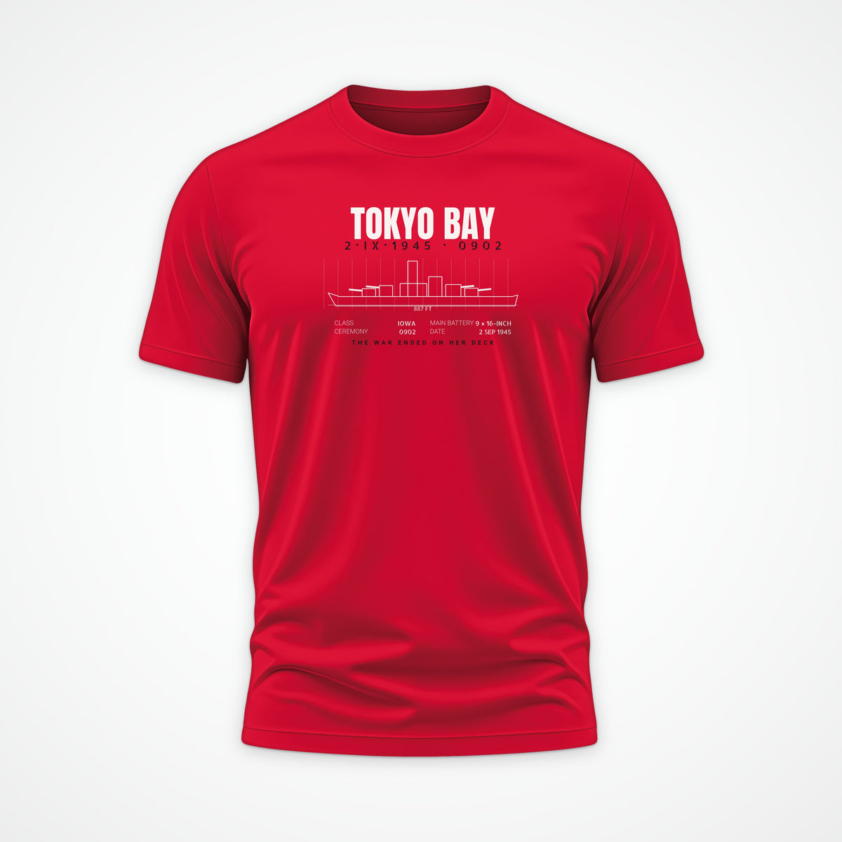Tokyo Bay Iowa-Class Blueprint Tee in Red