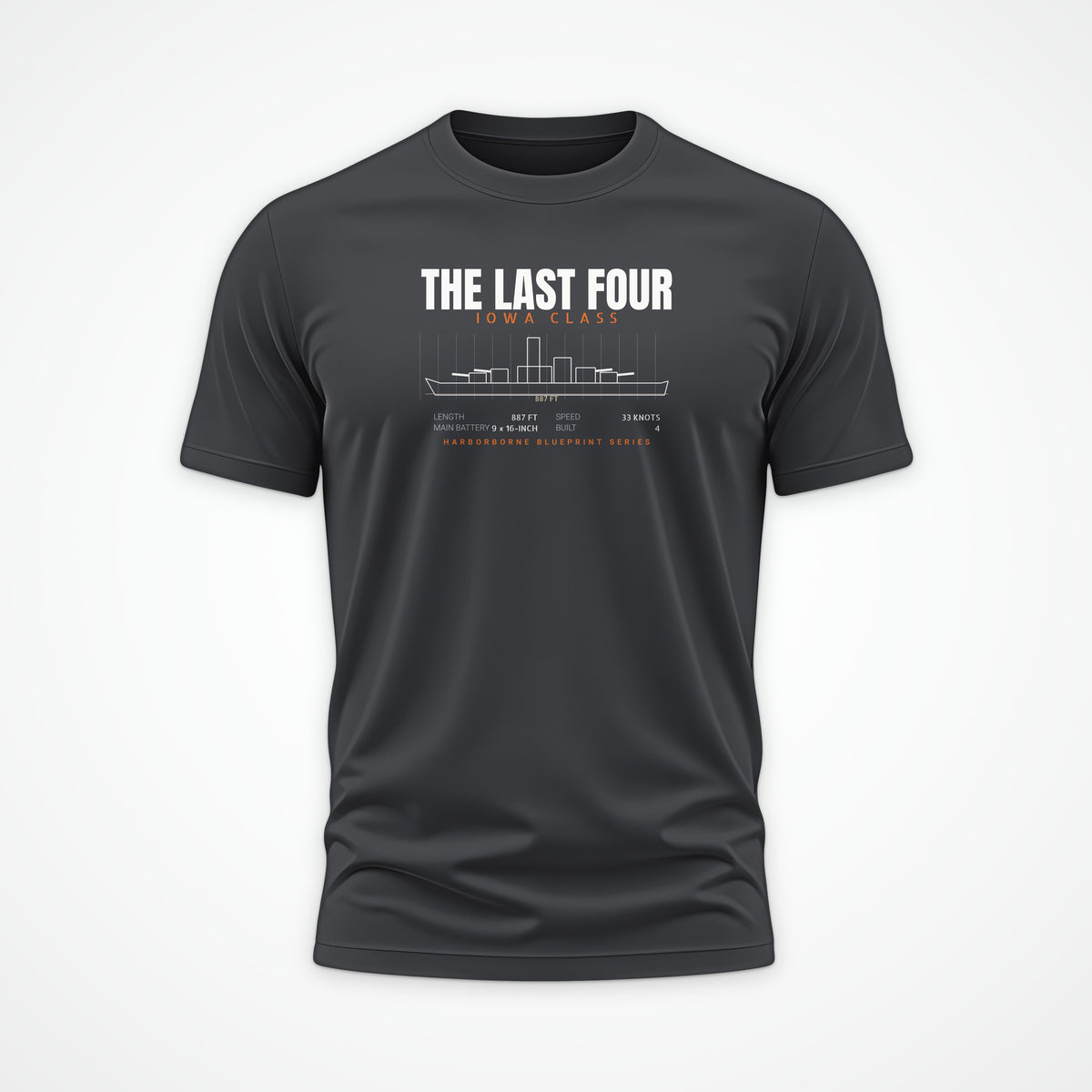 The Last Four Iowa-Class Blueprint Tee in Anthracite