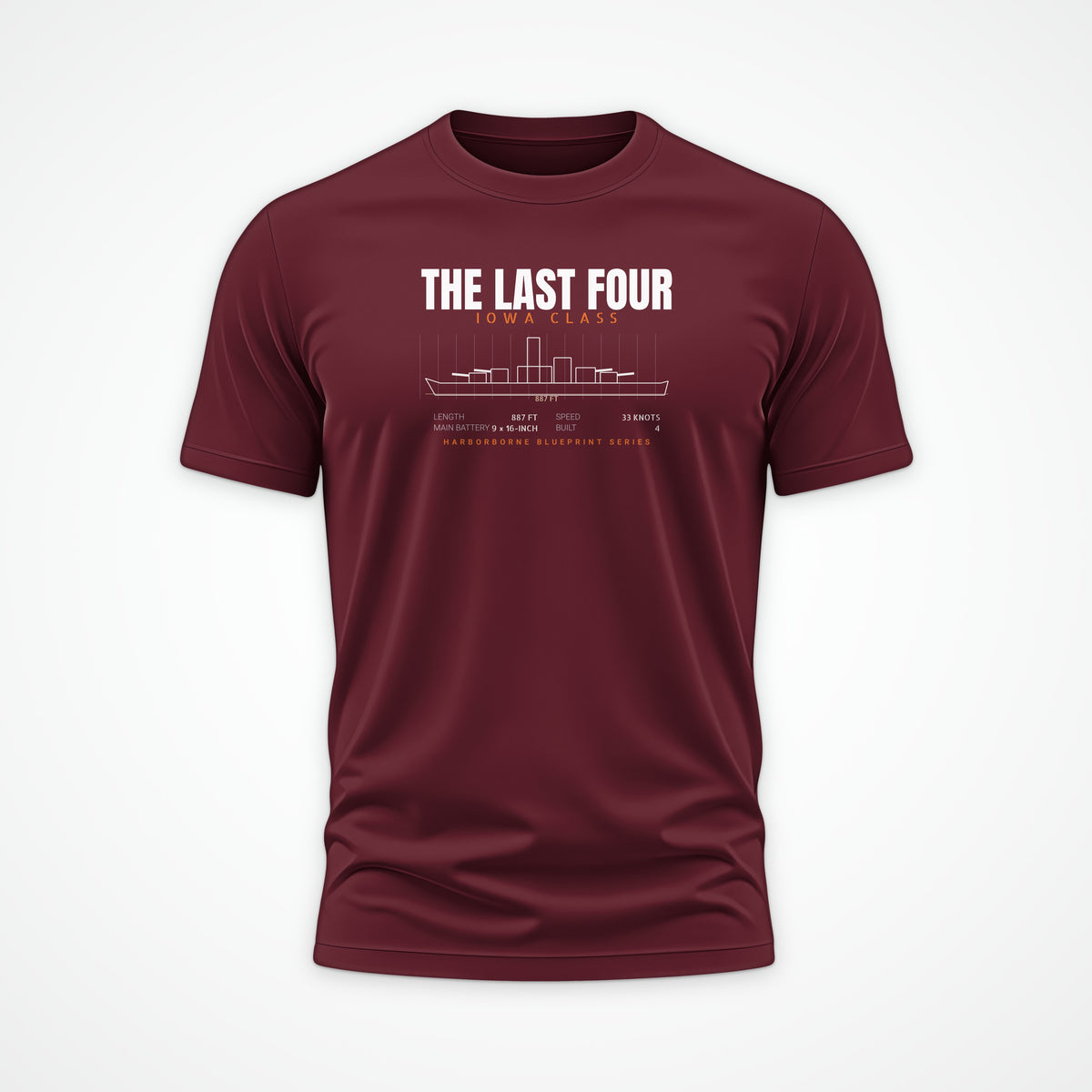 The Last Four Iowa-Class Blueprint Tee in Burgundy