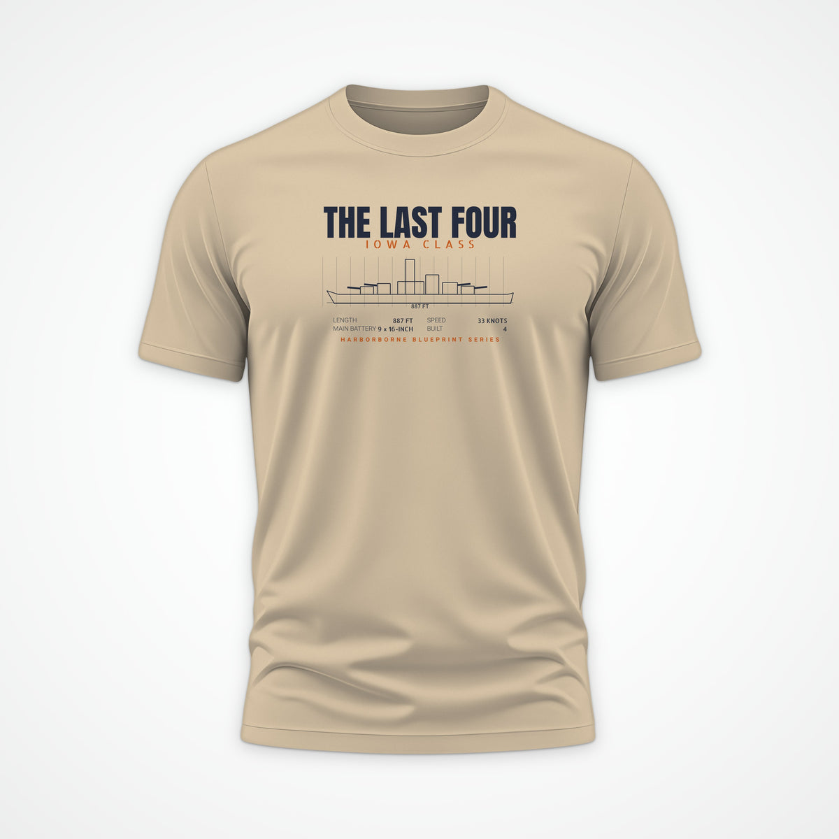 The Last Four Iowa-Class Blueprint Tee in Desert Dust