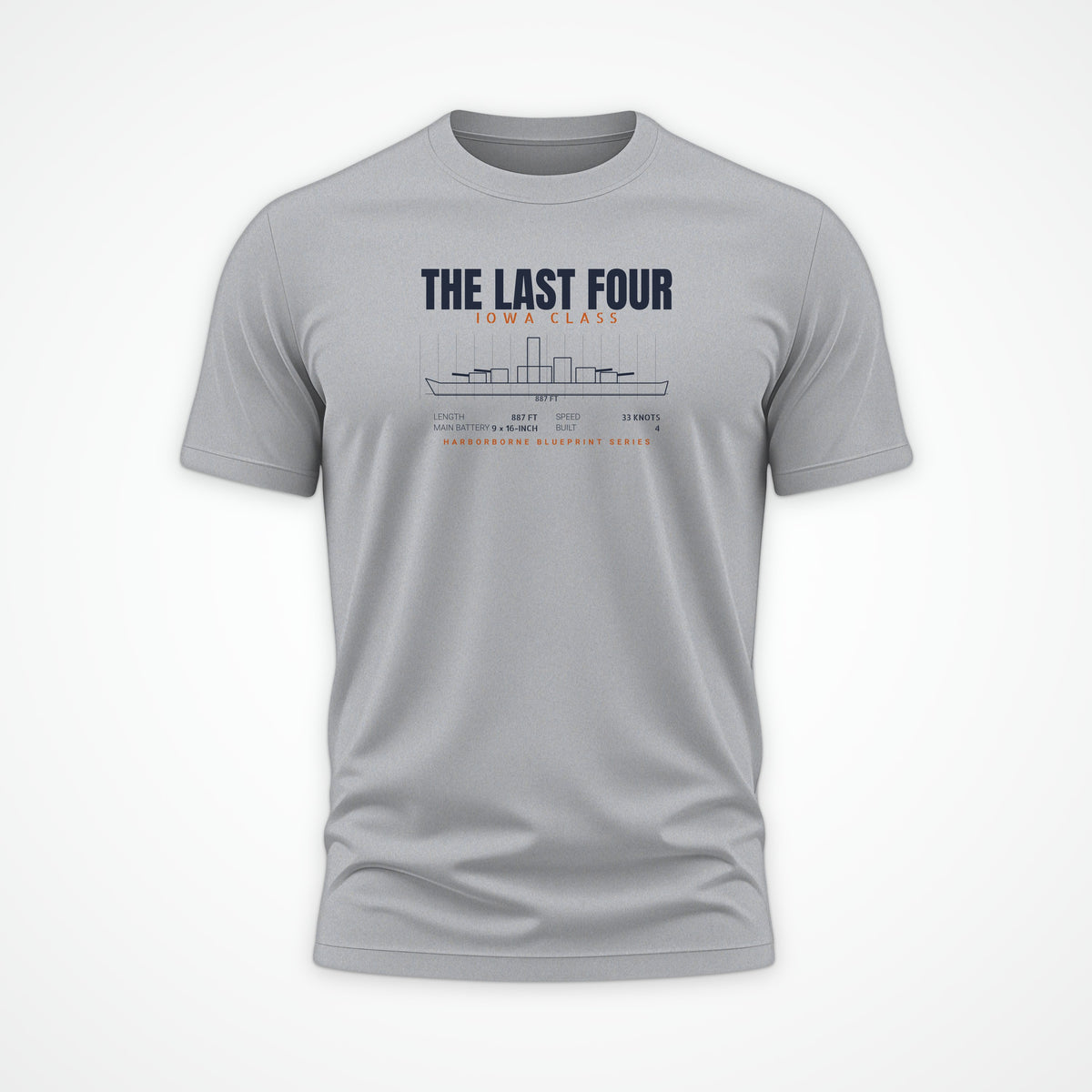The Last Four Iowa-Class Blueprint Tee in Heather Grey
