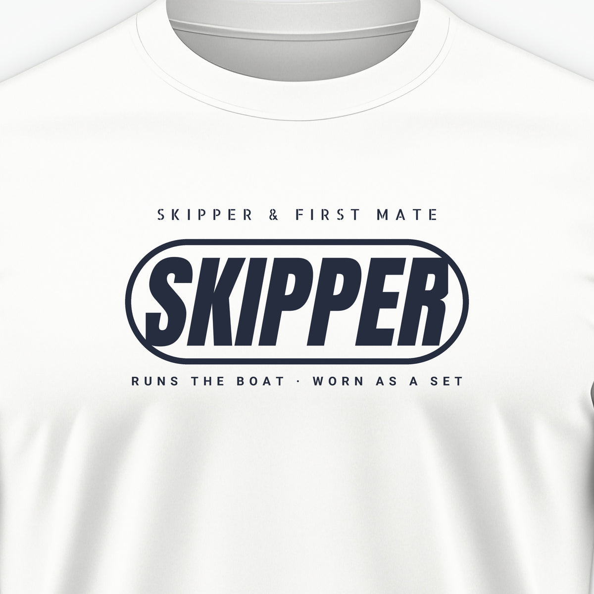 Skipper and First Mate Skipper Tee, front print detail