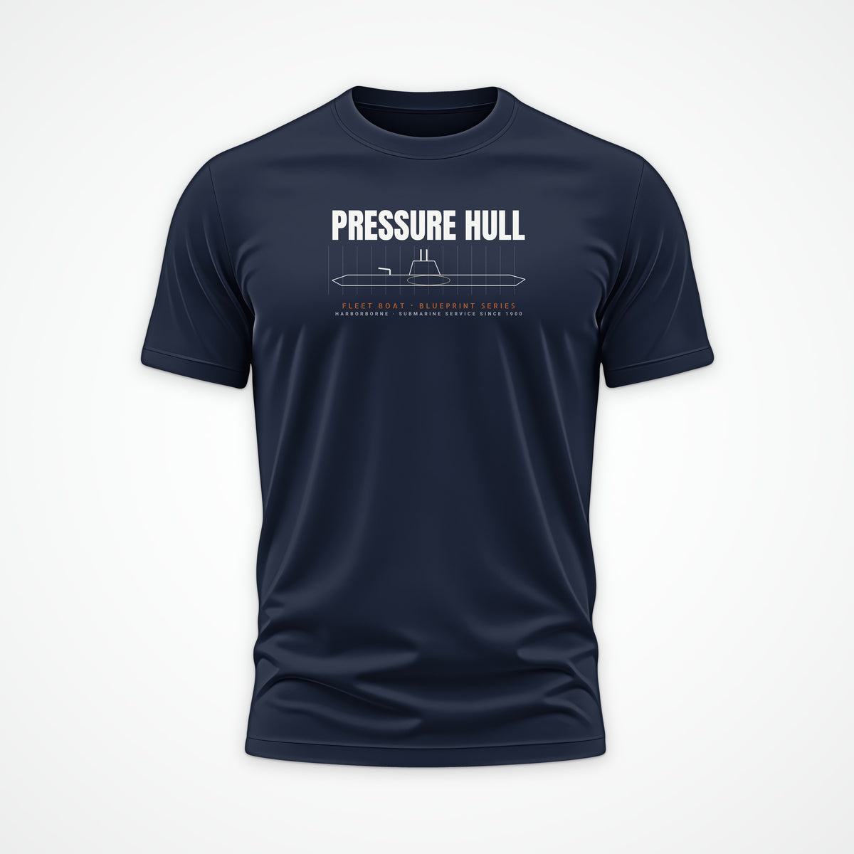 Pressure Hull Blueprint Tee in French Navy