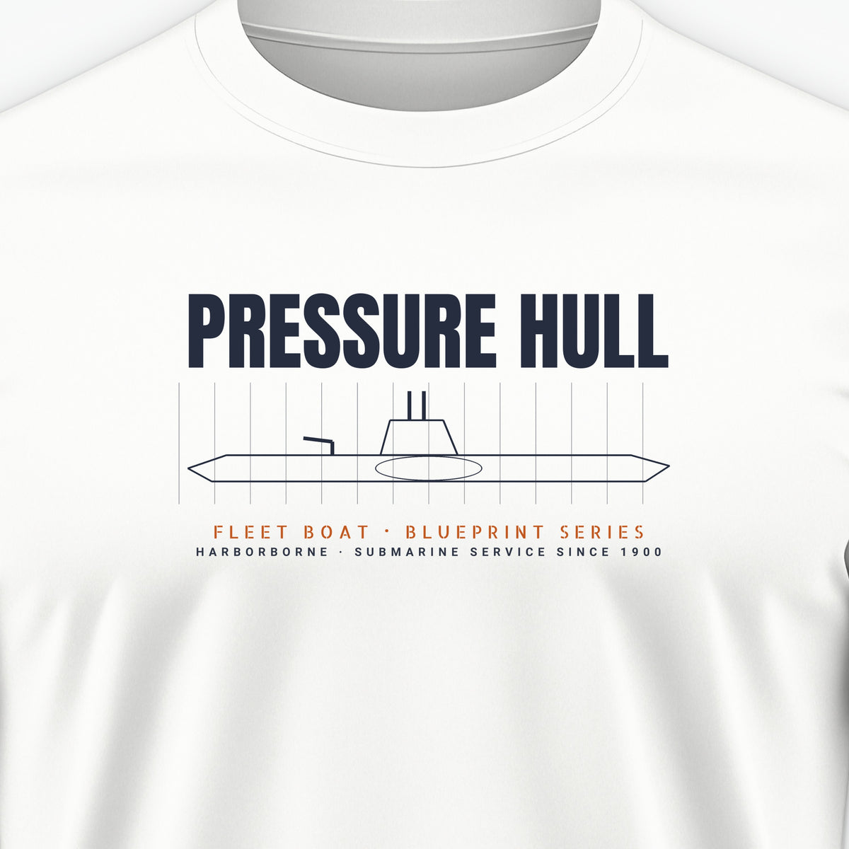 Pressure Hull Blueprint Tee, front print detail