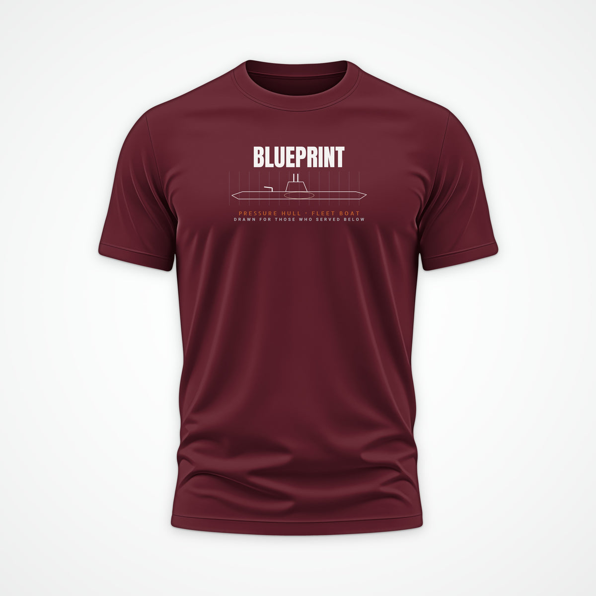 Pressure Hull Blueprint Served Below Tee in Burgundy