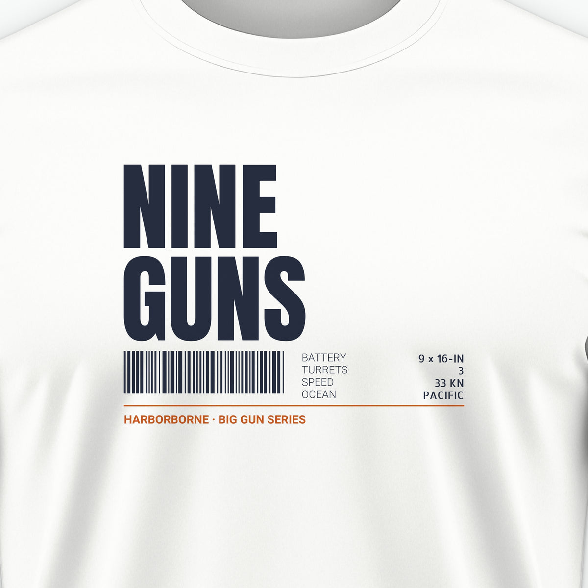 Nine Guns Pacific Tag Tee, front print detail