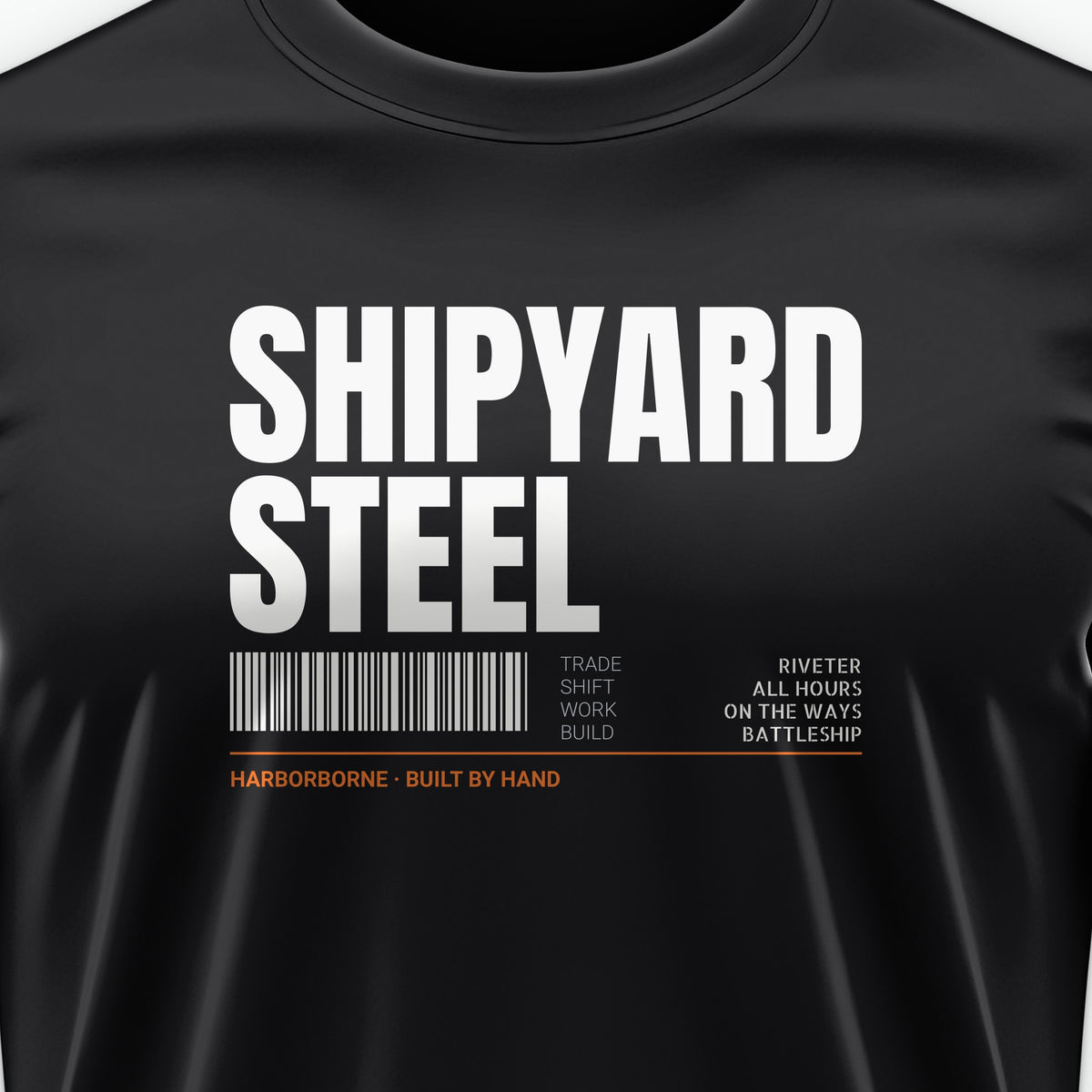 Shipyard Steel Tag Tee, front print detail