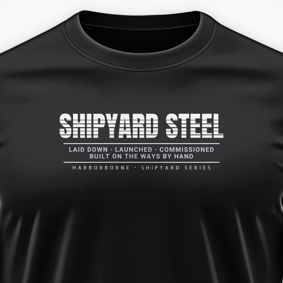 Shipyard Steel Scanline Tee, front print detail