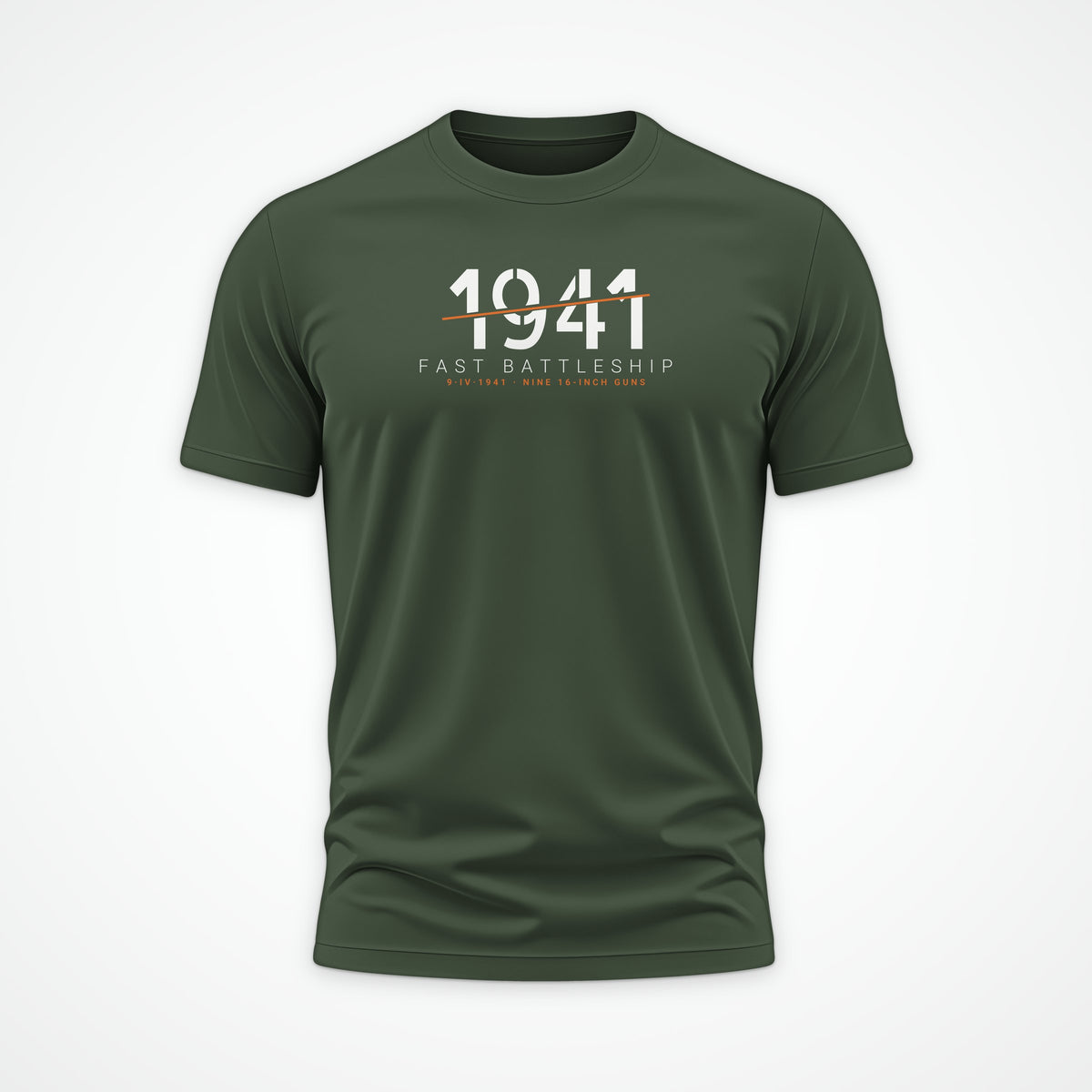 Fast Battleship 1941 Sliced Tee in Olive