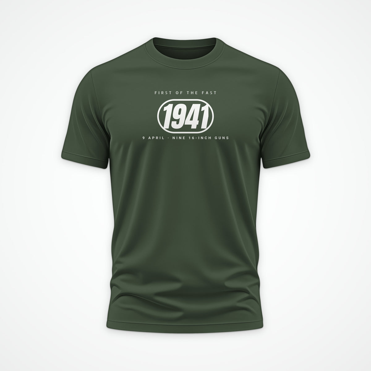 Fast Battleship 1941 Pill Tee in Olive