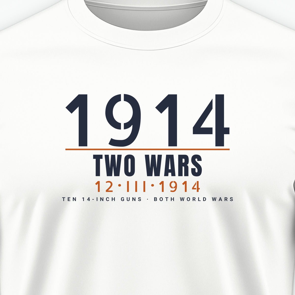 Two-War Battleship Timestamp Tee, front print detail