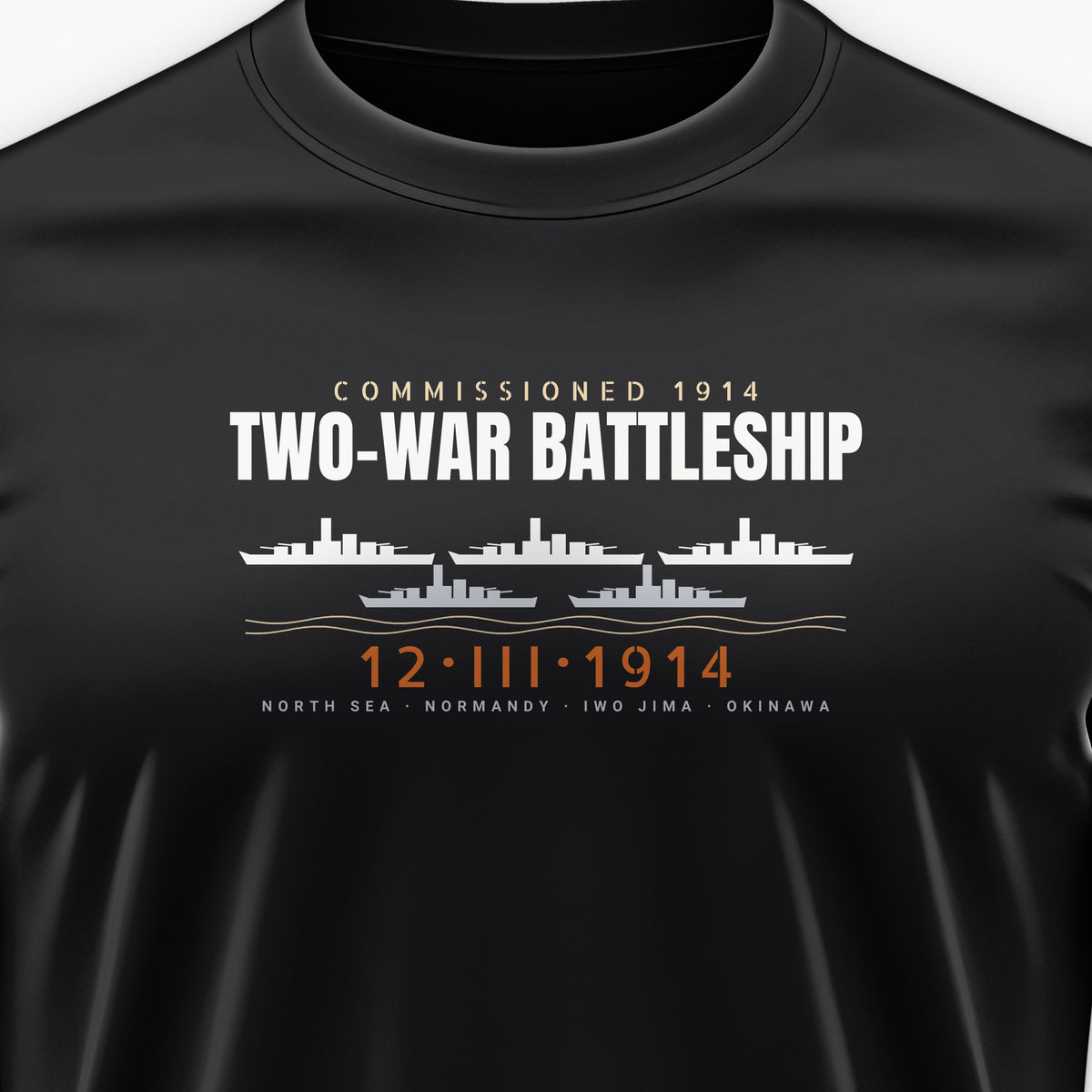 Two-War Battleship Row Tee, front print detail